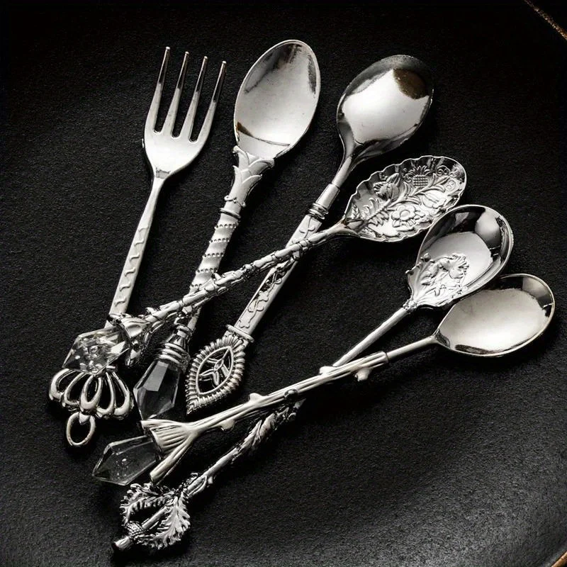6pcs Vintage Spoons Fork Royal - đánh giá và giá Kitchen Gadgets Gold