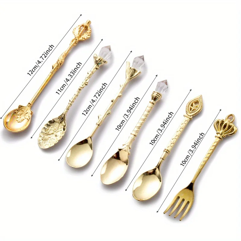 6pcs Vintage Spoons Fork Royal - đánh giá và giá Kitchen Gadgets Gold
